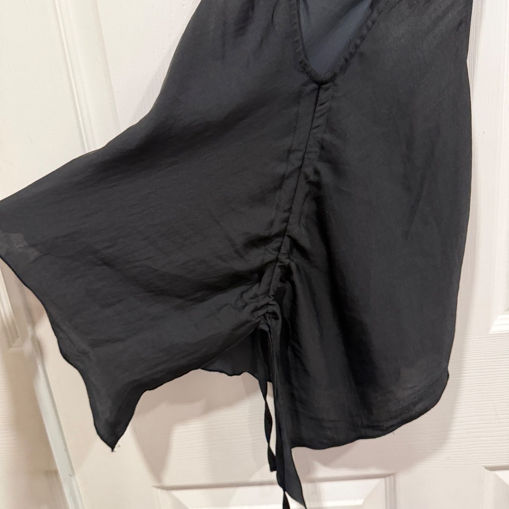 Free People Intimately Black Ruched Drawstring Racerback Tank Top XS - Picture 3 of 11